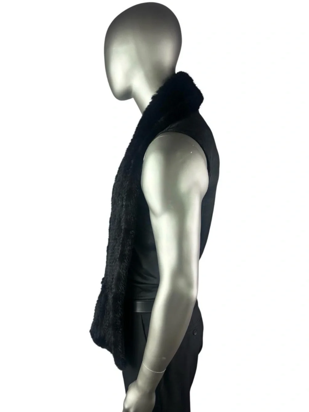 Men’s RANCH MINK Knitted Scarf, 70”L, Certified Vintage Fur